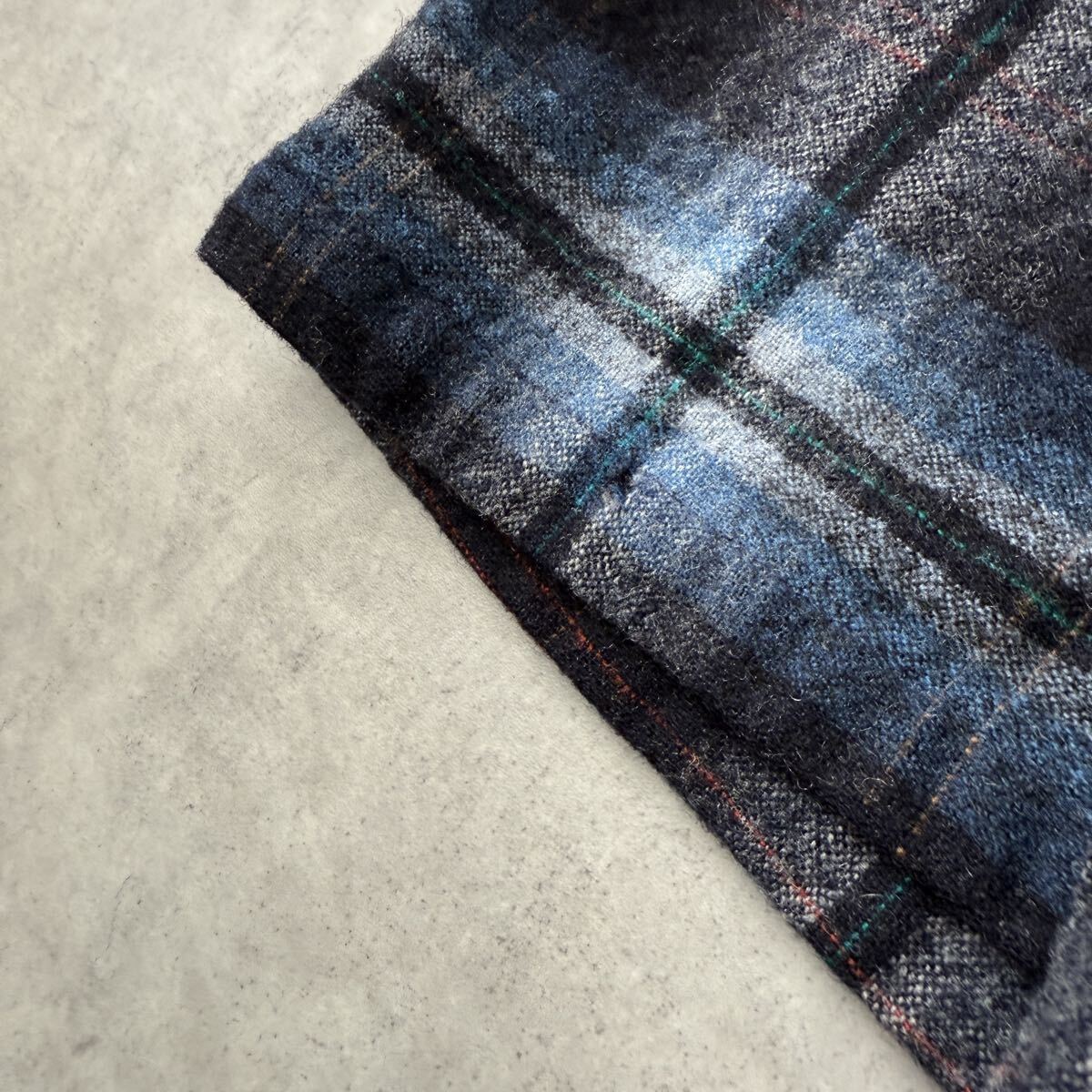 70s PENDLETON ペンドルトン ボードシャツ Lサイズ ウール 長袖 ビンテージ チェック USA製 オープンカラーシャツ オンブレ ブルー_画像8