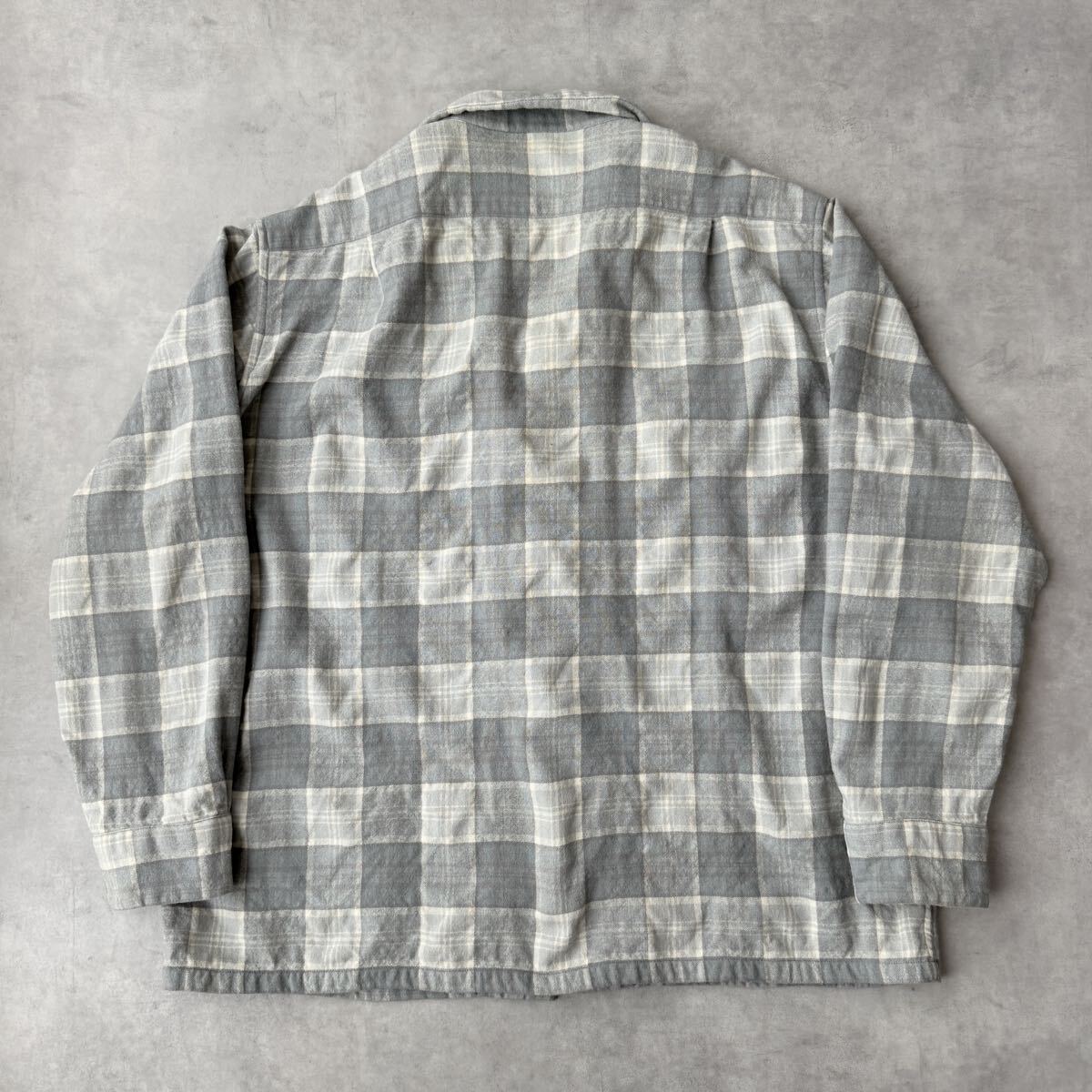 Pendleton ペンドルトン ボードシャツ シャツ Lサイズ USA製 グレー チェック ビンテージ オープンカラー オンブレ ウール 長袖 50s 60s_画像10