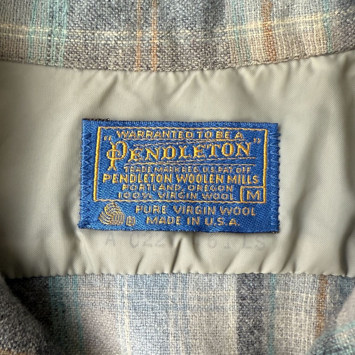 70s PENDLETON ペンドルトン ボードシャツ Mサイズ ウール 長袖 ビンテージ チェック USA製 オープンカラーシャツ オンブレ _画像4