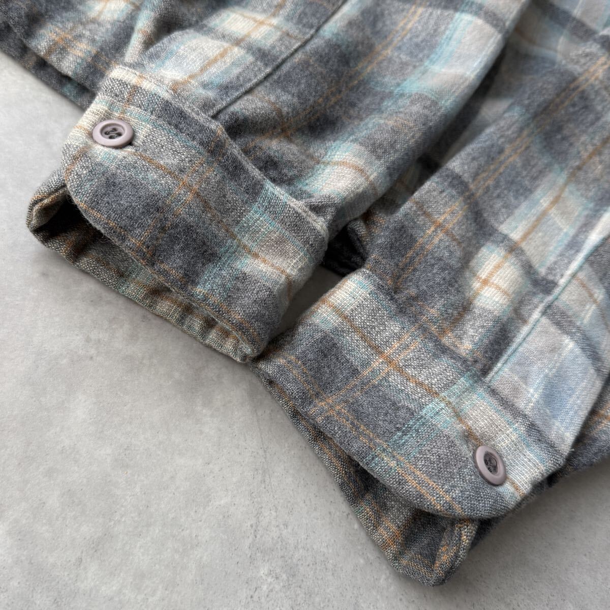 70s PENDLETON ペンドルトン ボードシャツ Mサイズ ウール 長袖 ビンテージ チェック USA製 オープンカラーシャツ オンブレ _画像8