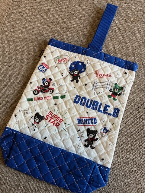 ★送料\185新品ミキハウスダブルBキルティングシューズケース★青_画像2