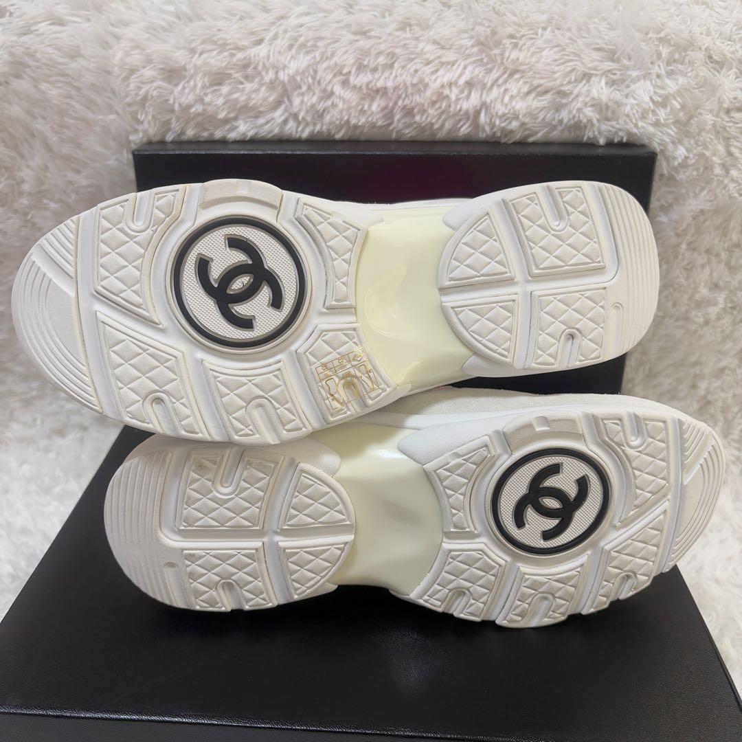 【極美品】 シャネル　ネオンピンク　ココマーク　ハイカットスニーカー　３８_画像8