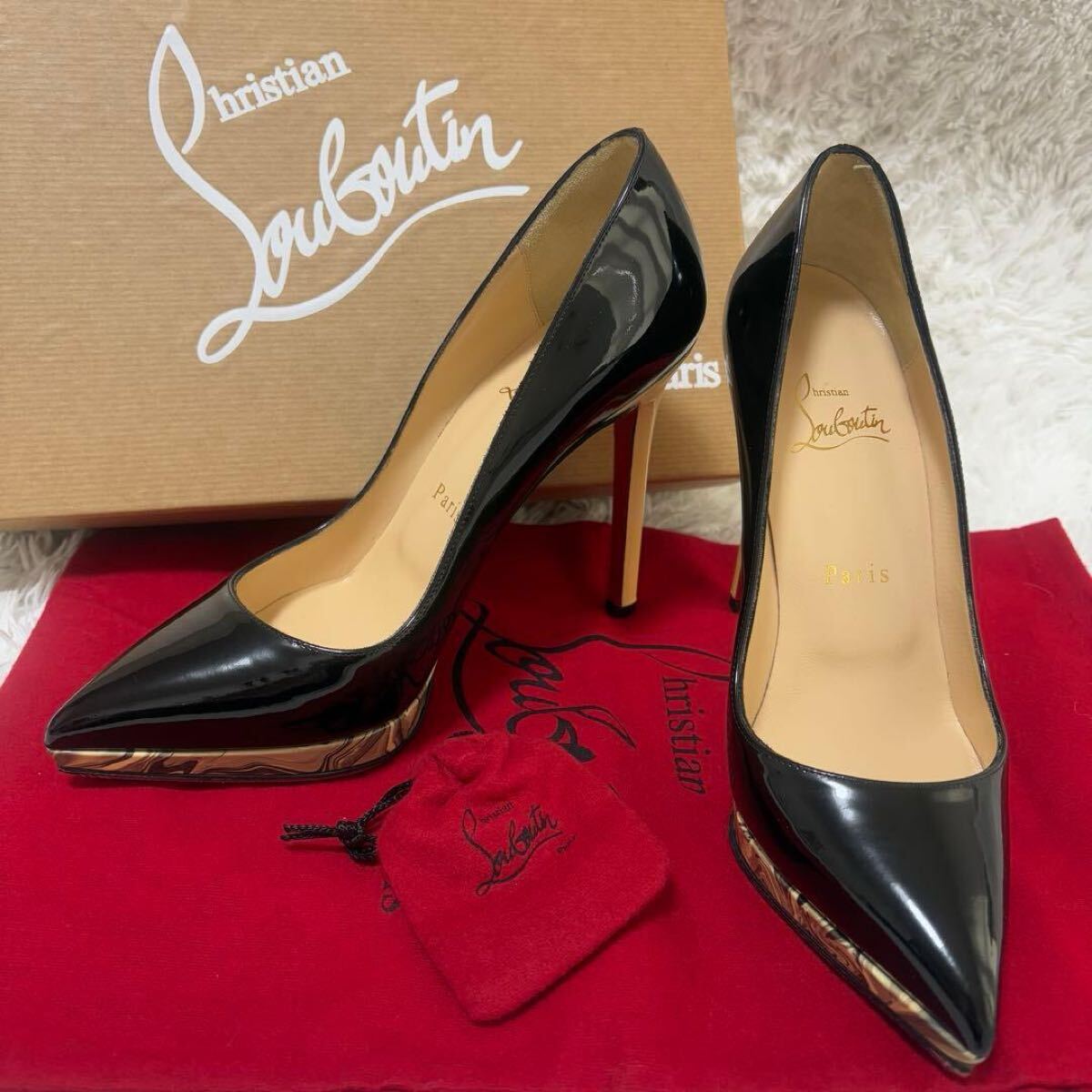 希少ルブタン ピガールプラトー 120 BK ヒールパンプス パテントレザー_画像1