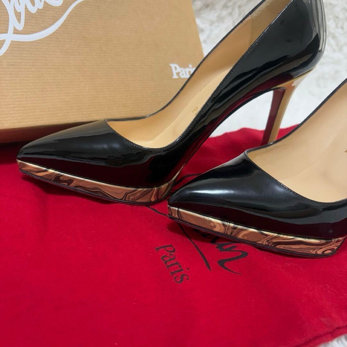 希少ルブタン ピガールプラトー 120 BK ヒールパンプス パテントレザー_画像2