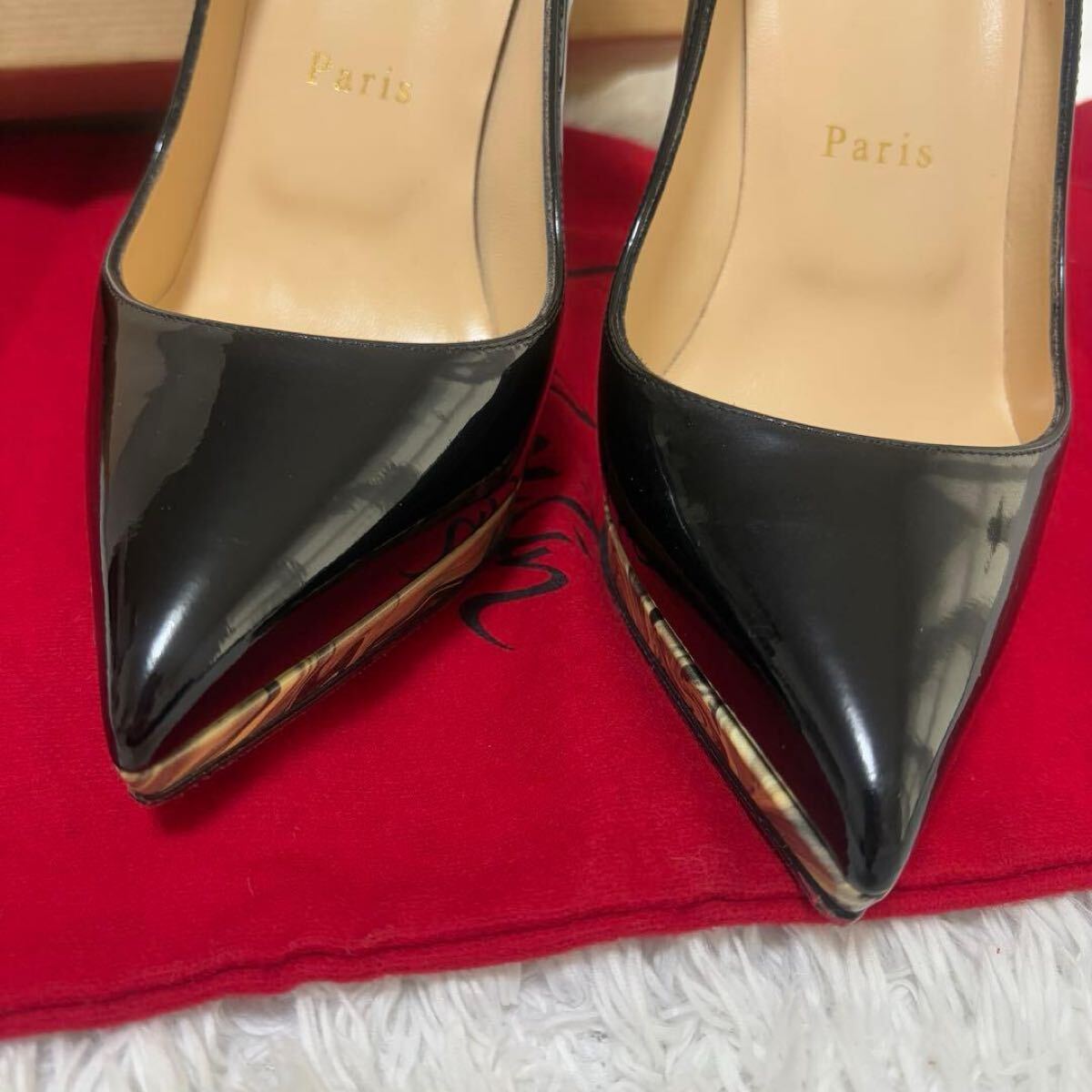 希少ルブタン ピガールプラトー 120 BK ヒールパンプス パテントレザー_画像3