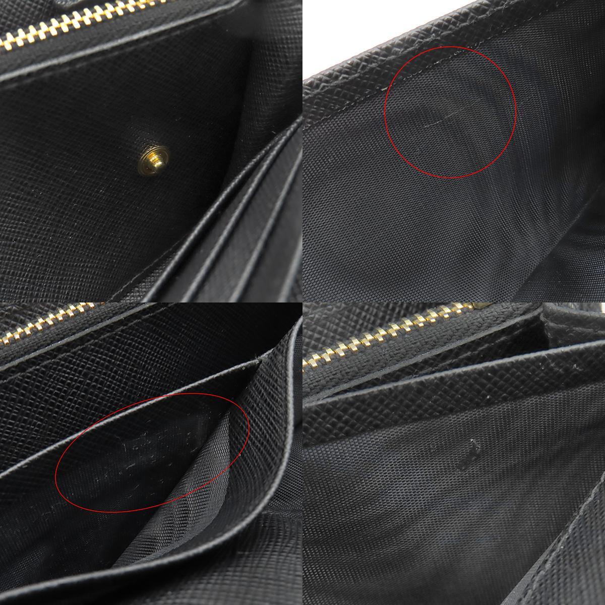  Prada длинный кошелек лента заслонка бумажник кожа черный чёрный SAFFIANO FIOCCO 1MH132