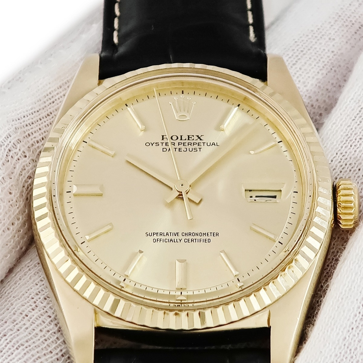 【3年保証】 ロレックス デイトジャスト 36 1601 OH済 29番台 K18YG無垢 シャンパン バー ヴィンテージ 自動巻き メンズ 腕時計_画像4