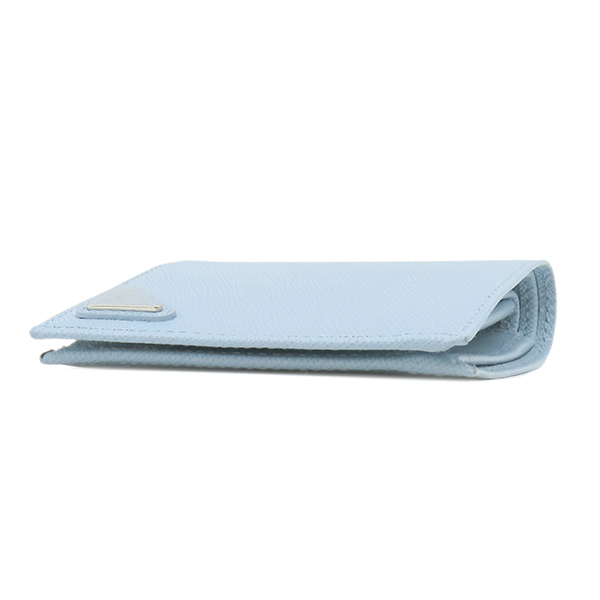  Prada двойной бумажник треугольник Logo кожа голубой compact бумажник треугольник Logo 