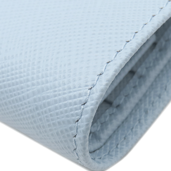  Prada двойной бумажник треугольник Logo кожа голубой compact бумажник треугольник Logo 