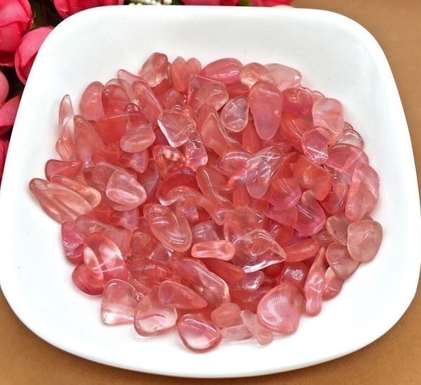 浄化 さざれ 高品質 風水 装飾 水タンク 500g 天然石 パワーストーン 3-6mm 赤水晶 レッドクリスタル Red crystal 人造石_画像2