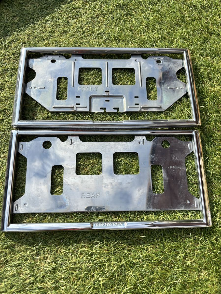 ホンダ　honda ナンバーフレーム　メッキタイプ　純正　前後セット　格安！　_画像1