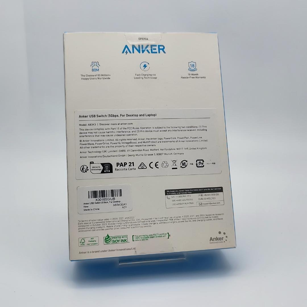 Anker USB Switch (5Gbps, For デスクトップPC ＆ ノートPC) 8-in-1切替器 USB-A 入力ポート２つ Cポート Aポート搭載 5Gbps高速データ転送_画像3