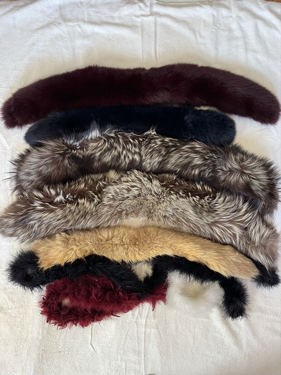 ファー ショール 他 まとめ リアルファー 毛皮 フォックス ミンク 羽毛 マフラー ジャンク 襟巻 ティペット_画像1