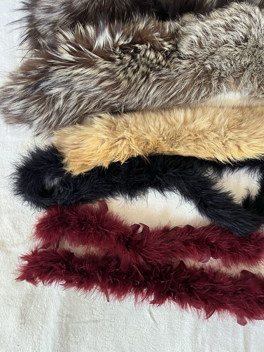 ファー ショール 他 まとめ リアルファー 毛皮 フォックス ミンク 羽毛 マフラー ジャンク 襟巻 ティペット_画像4