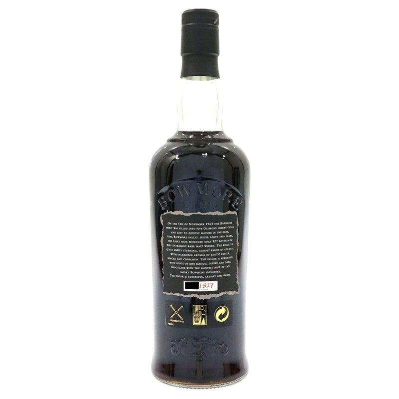◆ 未開栓 / 送料無料 ◆ BLACK BOWMORE ブラックボウモア 42年 1964 シェリーカスク 世界827本限定 ◆ 700ml / 40.5% ◆ 木箱 紙箱 ◆_画像5