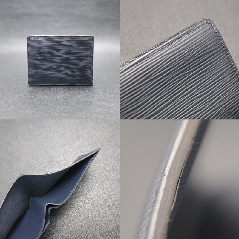 ★【中古】 ルイヴィトン M61825 ポルトフォイユ ミュルティプル 【LOUIS VUITTON】 エピ ブルーマリーヌ 2つ折り財布 札入れ_画像4