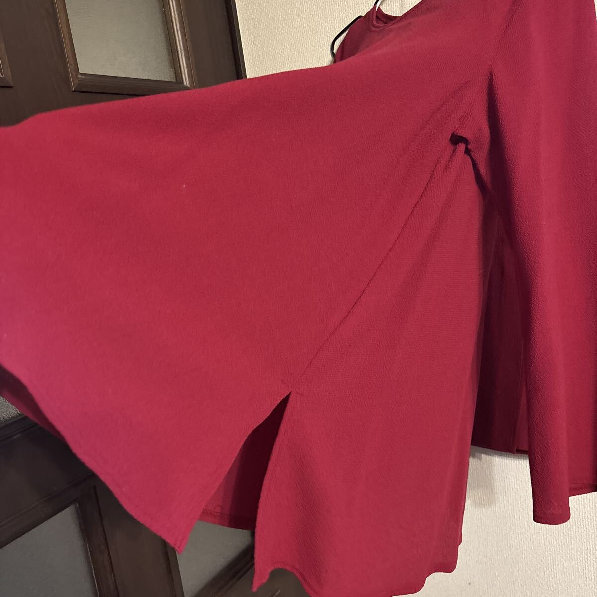 MOGA BIGI セットアップ(スカーととブラウス) レッド　7サイズ(S) 100% 毛 ストレチ_画像5