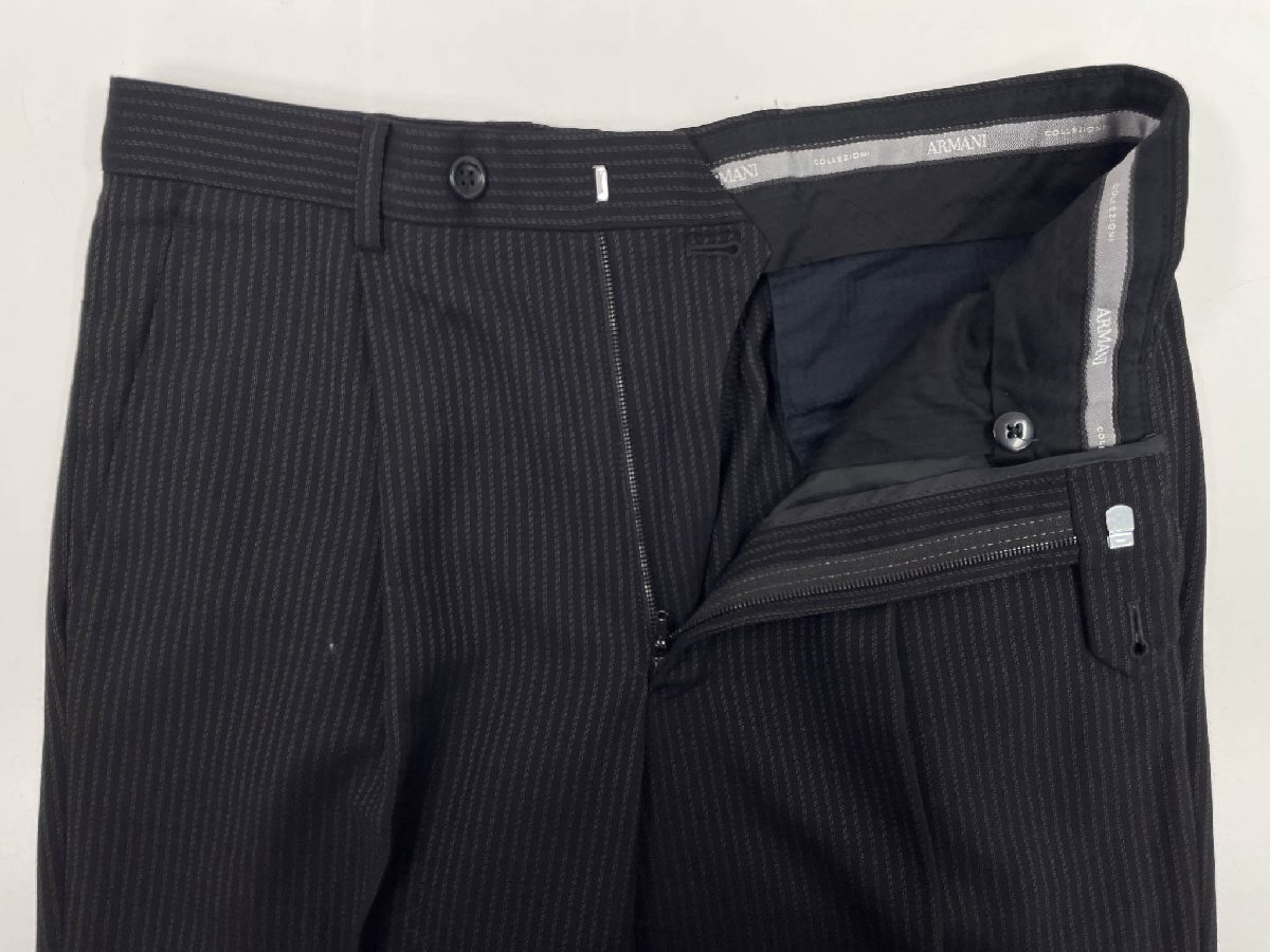 超美品【アルマーニコレツィオーニ】2283EM シングル3ボタン ストライプ柄 スーツ (メンズ) size46/R ブラック イタリア製 ◇35RMS2814◇_画像8