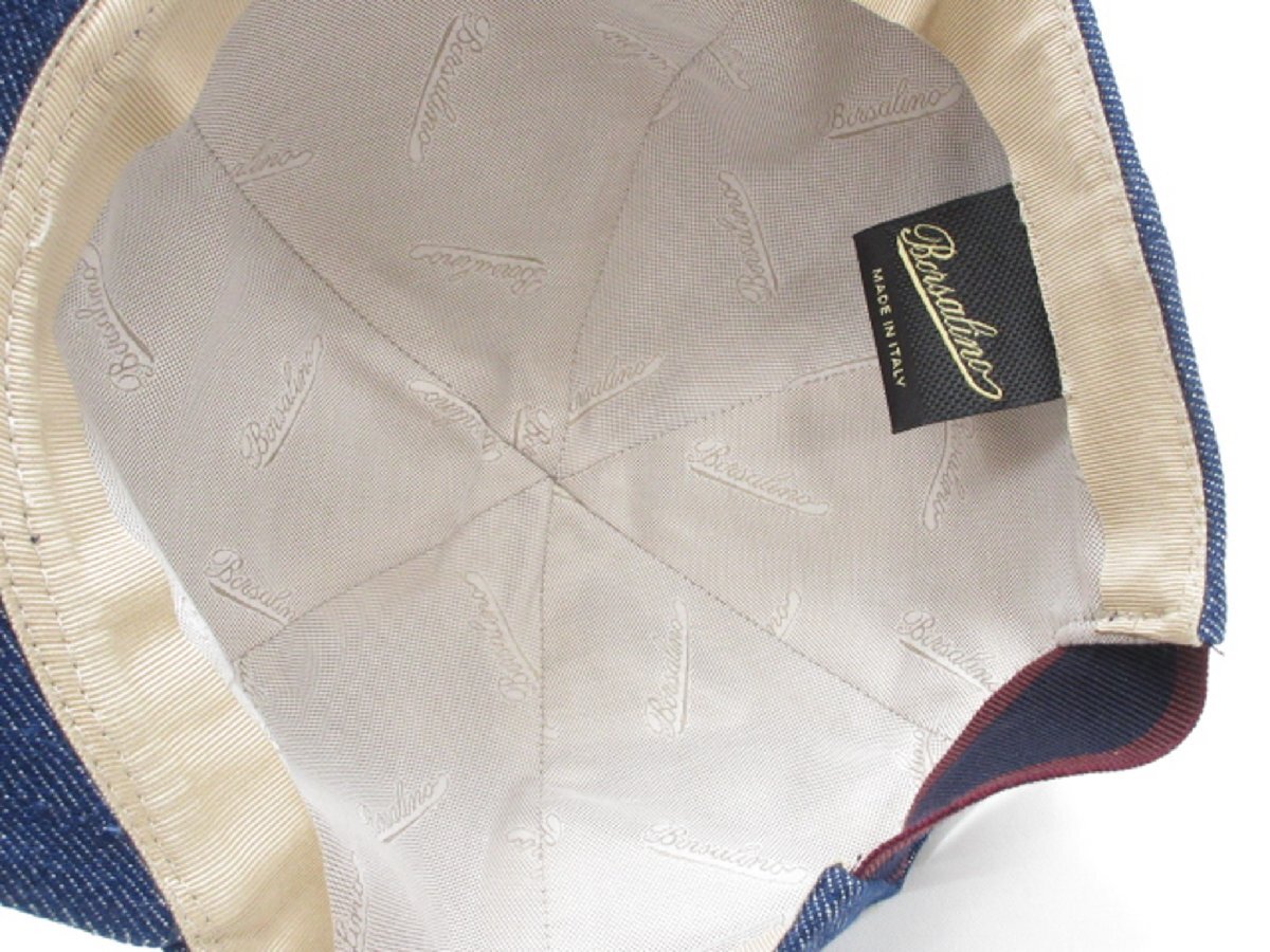 超美品【Borsalino ボルサリーノ】 ブランド金具 コットンデニムキャップ 帽子 (メンズ) size58 インディゴブルー系 イタリア製 ◇33LE4014_画像6