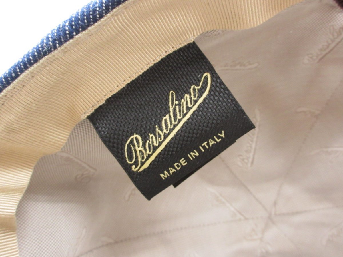 超美品【Borsalino ボルサリーノ】 ブランド金具 コットンデニムキャップ 帽子 (メンズ) size58 インディゴブルー系 イタリア製 ◇33LE4014_画像7