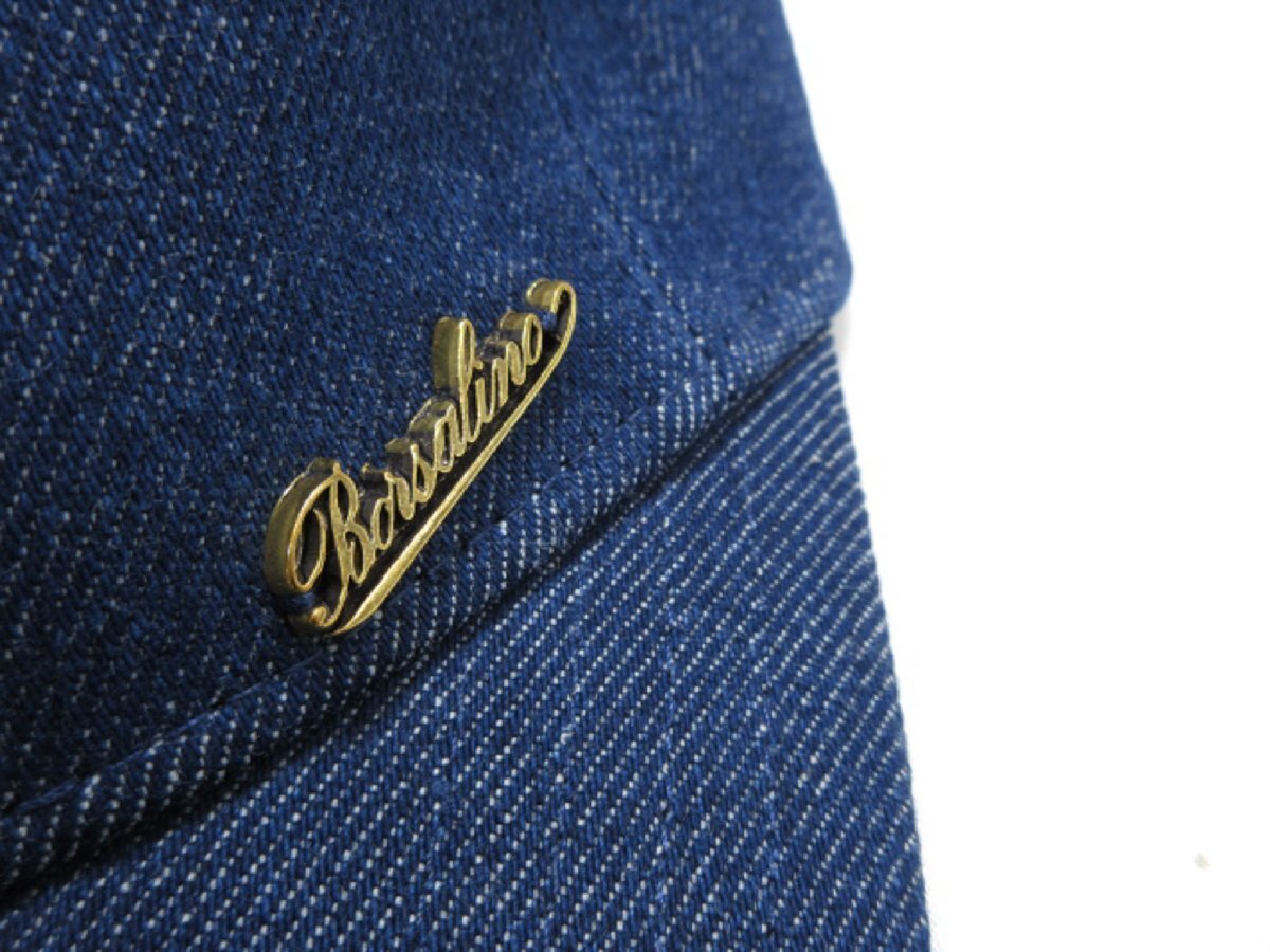 超美品【Borsalino ボルサリーノ】 ブランド金具 コットンデニムキャップ 帽子 (メンズ) size58 インディゴブルー系 イタリア製 ◇33LE4014_画像5