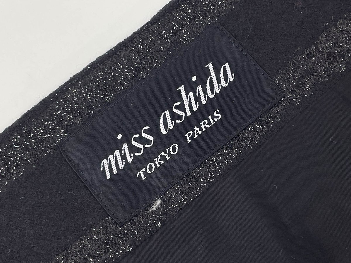 超美品【ミスアシダ miss ashida】C01721 ラメ糸入りボーダー柄 起毛生地 長袖ワンピース (レディース) size7 ブラック系 ◇17LO3863◇_画像4