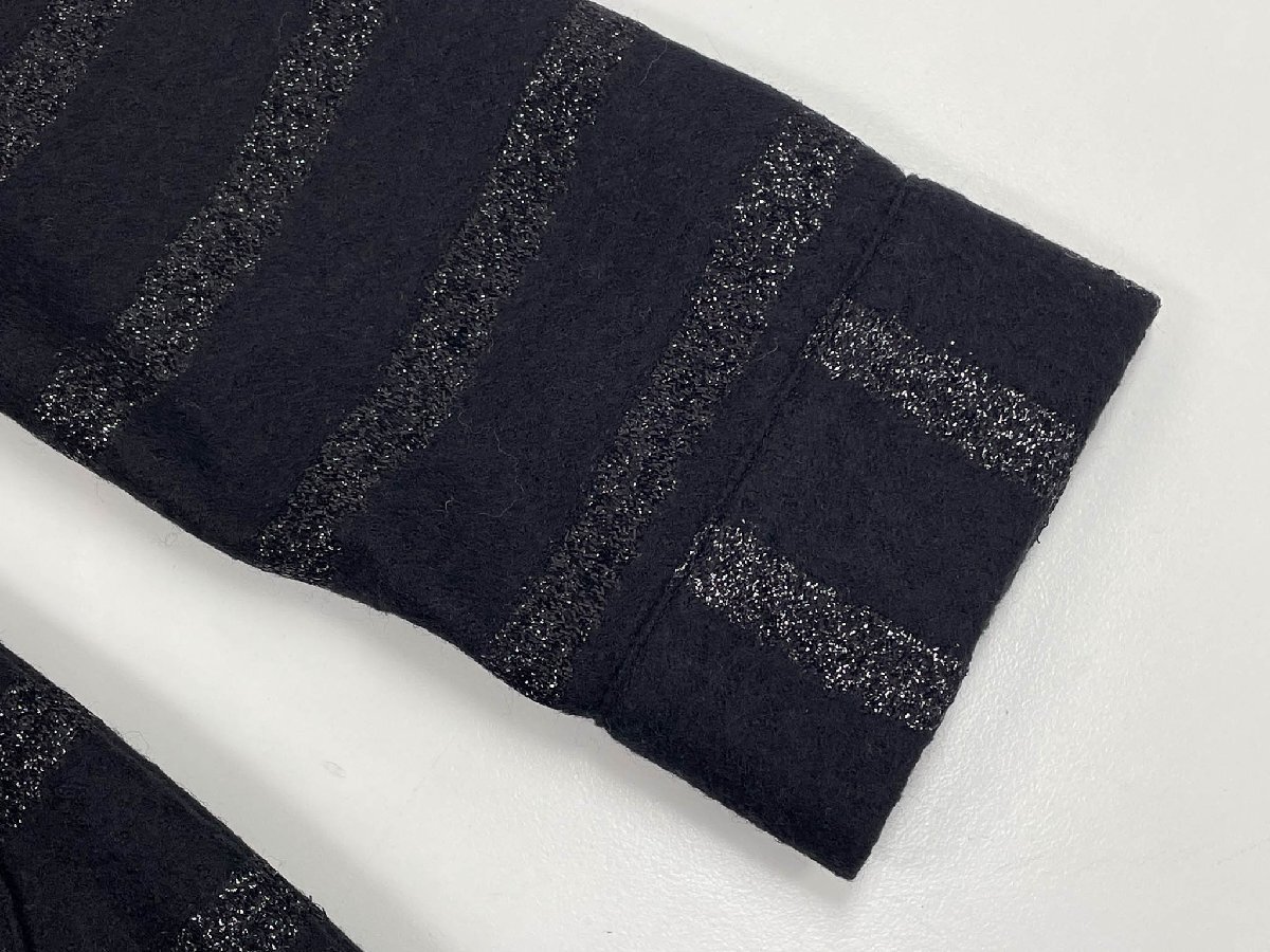 超美品【ミスアシダ miss ashida】C01721 ラメ糸入りボーダー柄 起毛生地 長袖ワンピース (レディース) size7 ブラック系 ◇17LO3863◇_画像6