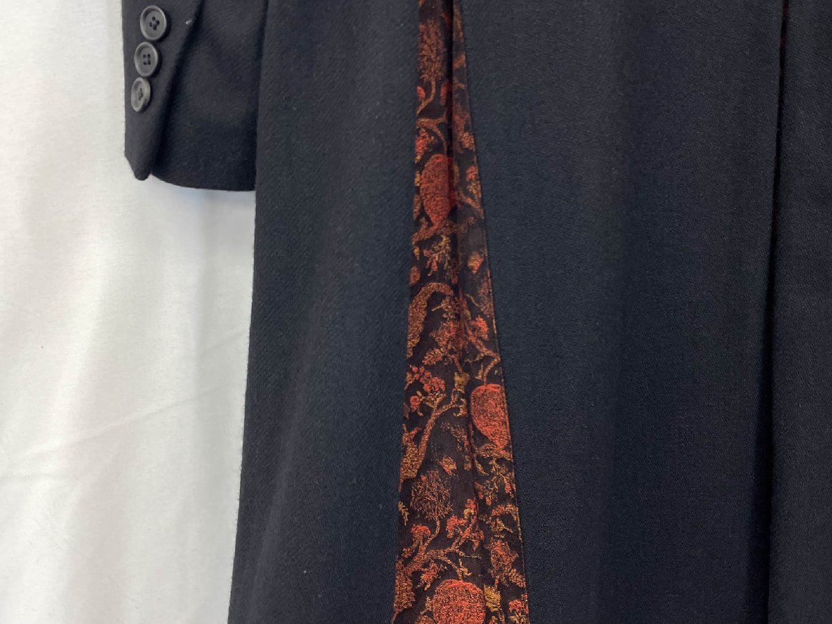 超美品【サイト ヨウジヤマモト】UV-J06-821 Thorny Jaquard Gusseted Hem Long Jacket 切替 チェスタコート (メンズ) 3 黒系 ◇17MW4217◇_画像5