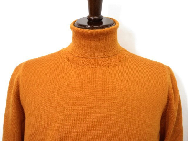 極美品【GRAN SASSO グランサッソ】 ハイゲージ タートルネック 長袖ニット (メンズ)size48 オレンジ系 ◇38MN6264◇_画像2