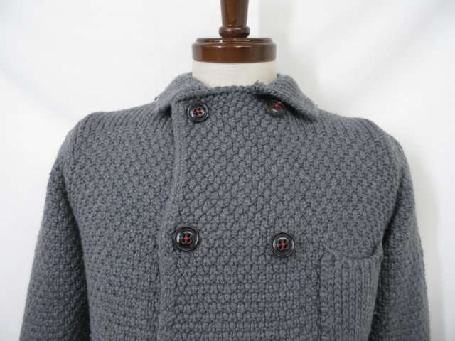 美品【ドルモア Drumohr】116-45-0048 編み柄 肉厚 ローゲージ ニット ブルゾン (メンズ) 46 グレー系 イタリア製 ◇38MN6420◇_画像2