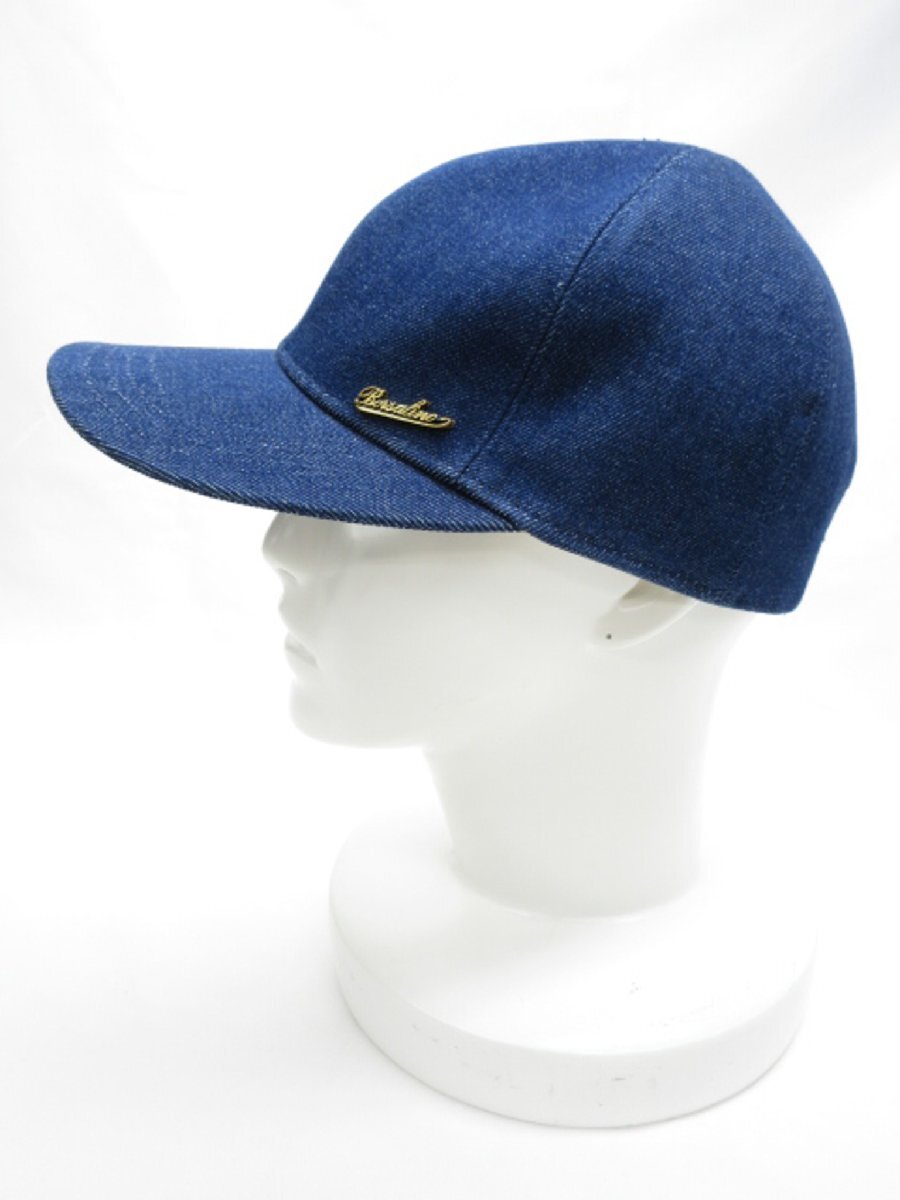 超美品【Borsalino ボルサリーノ】 ブランド金具 コットンデニムキャップ 帽子 (メンズ) size58 インディゴブルー系 イタリア製 ◇33LE4014_画像3