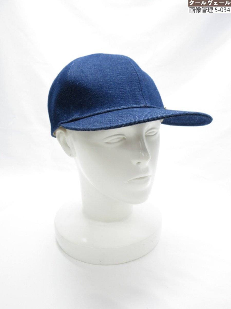 超美品【Borsalino ボルサリーノ】 ブランド金具 コットンデニムキャップ 帽子 (メンズ) size58 インディゴブルー系 イタリア製 ◇33LE4014_画像1