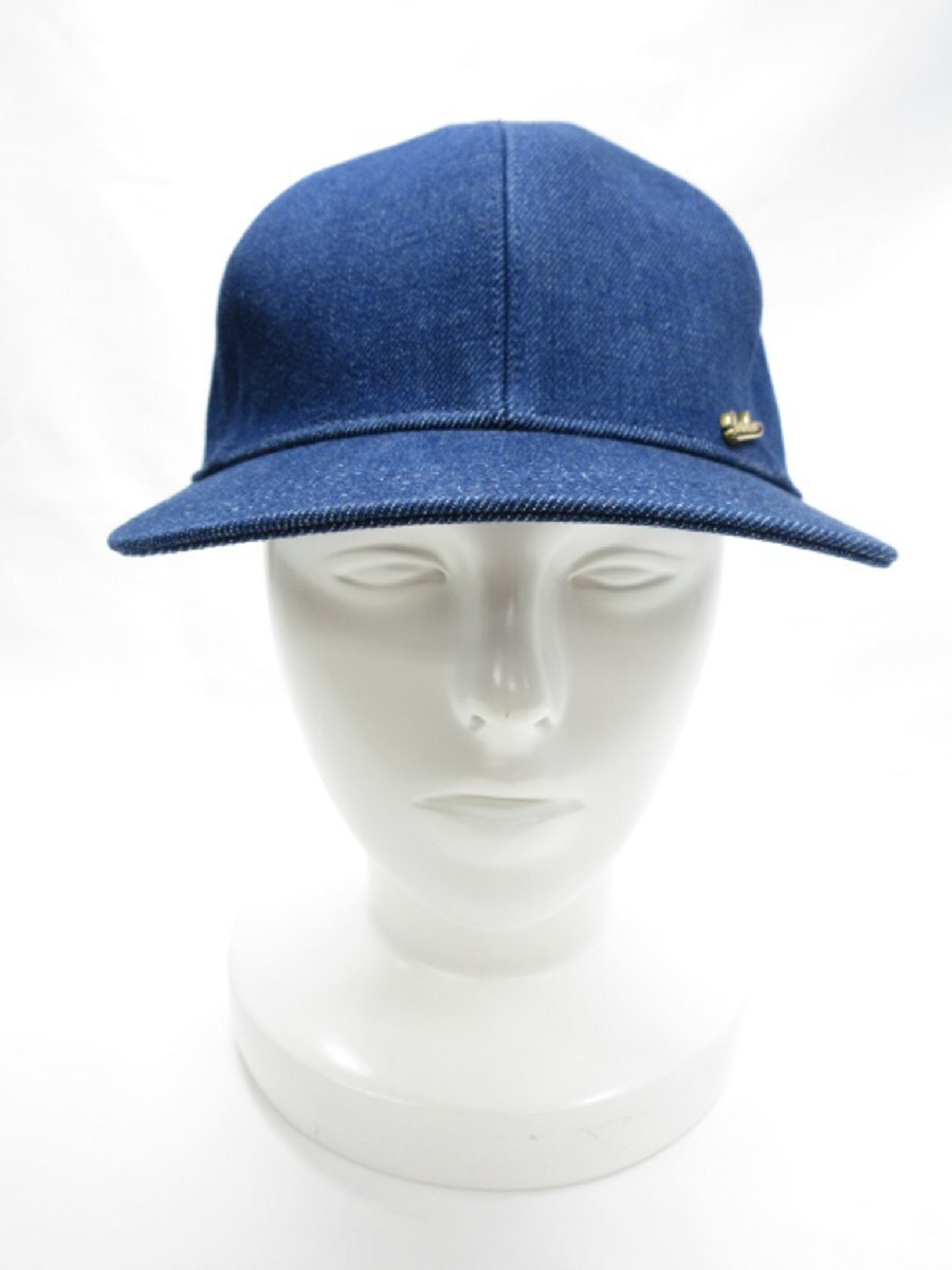 超美品【Borsalino ボルサリーノ】 ブランド金具 コットンデニムキャップ 帽子 (メンズ) size58 インディゴブルー系 イタリア製 ◇33LE4014_画像2