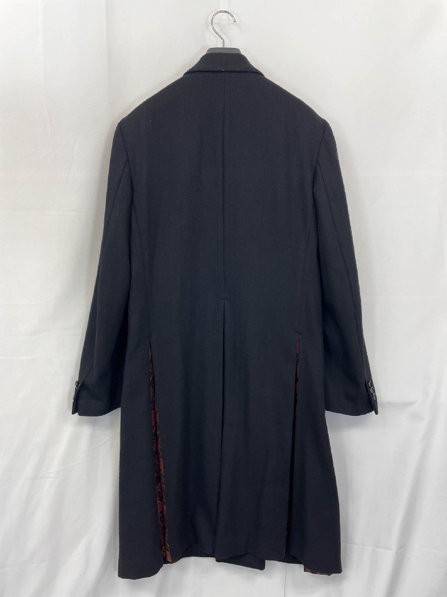超美品【サイト ヨウジヤマモト】UV-J06-821 Thorny Jaquard Gusseted Hem Long Jacket 切替 チェスタコート (メンズ) 3 黒系 ◇17MW4217◇_画像3