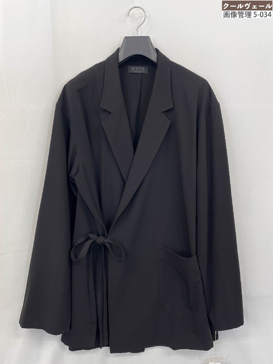 未使用【サイトヨウジヤマモト】UB-J35-912 GABARDINE STRETCH WRAP HAORI TAILORED JACKET オーバージャケット (メンズ)3 黒 ◇17MJ0941◇_画像1