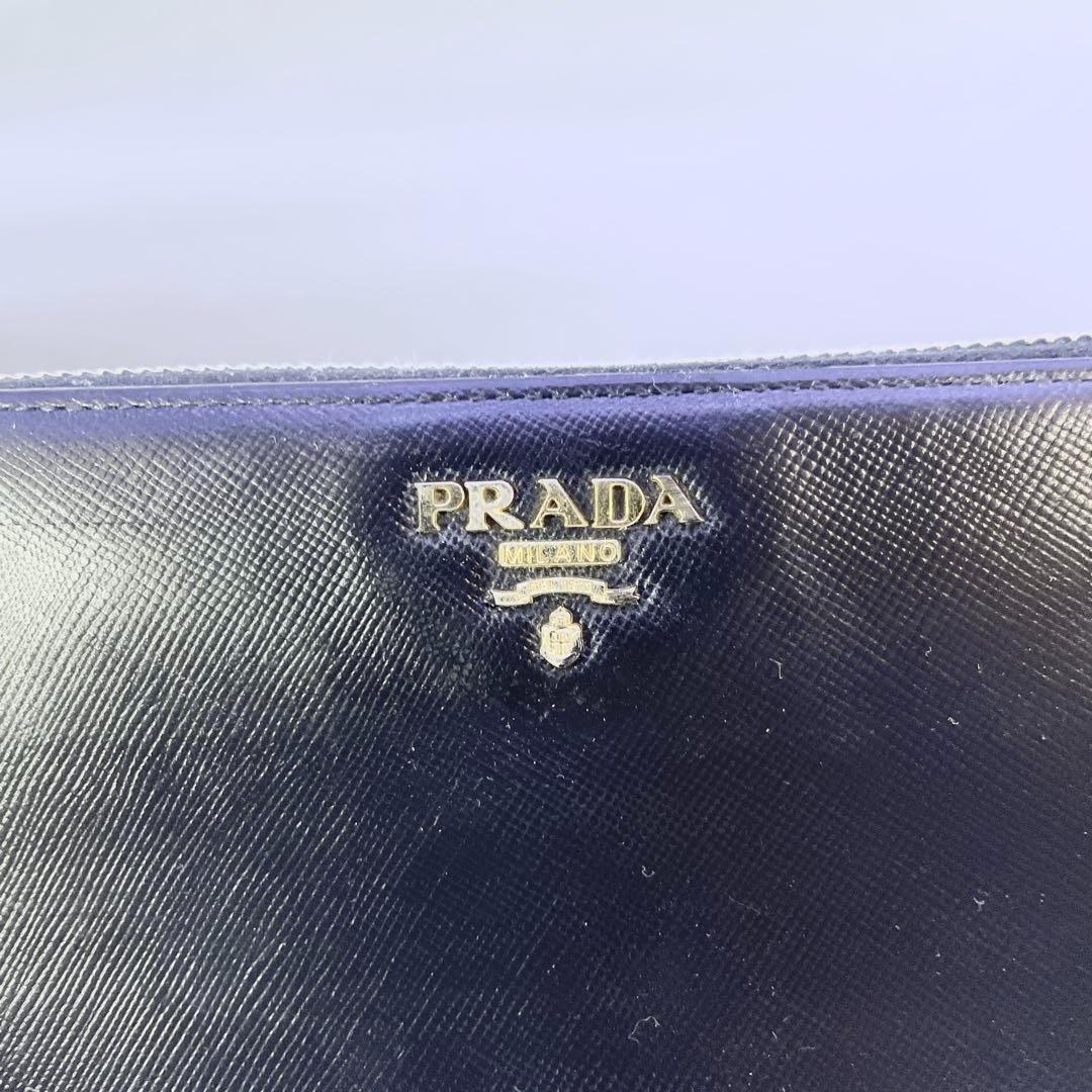 PRADA длинный кошелек раунд Zip черный safia-no