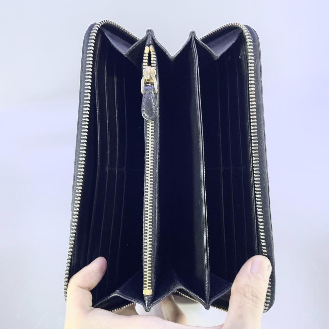 PRADA длинный кошелек раунд Zip черный safia-no