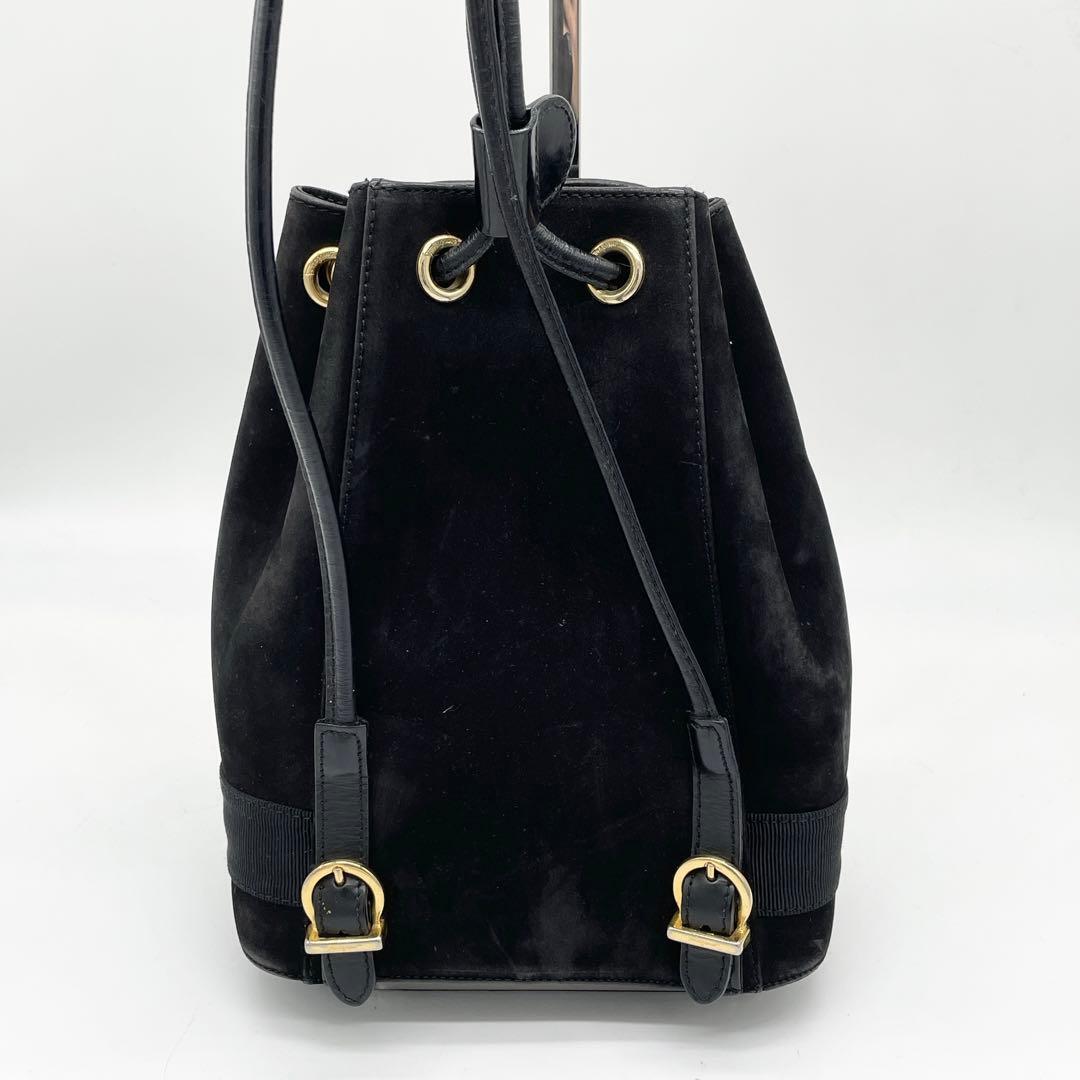 [ прекрасный товар ] Ferragamo vala Mini рюкзак мешочек замша черный 