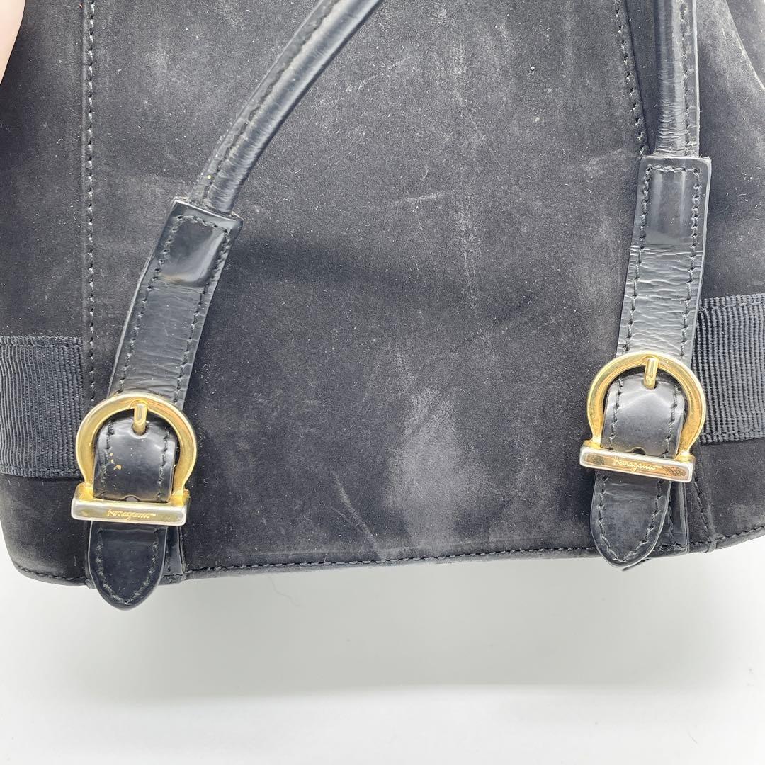 [ прекрасный товар ] Ferragamo vala Mini рюкзак мешочек замша черный 