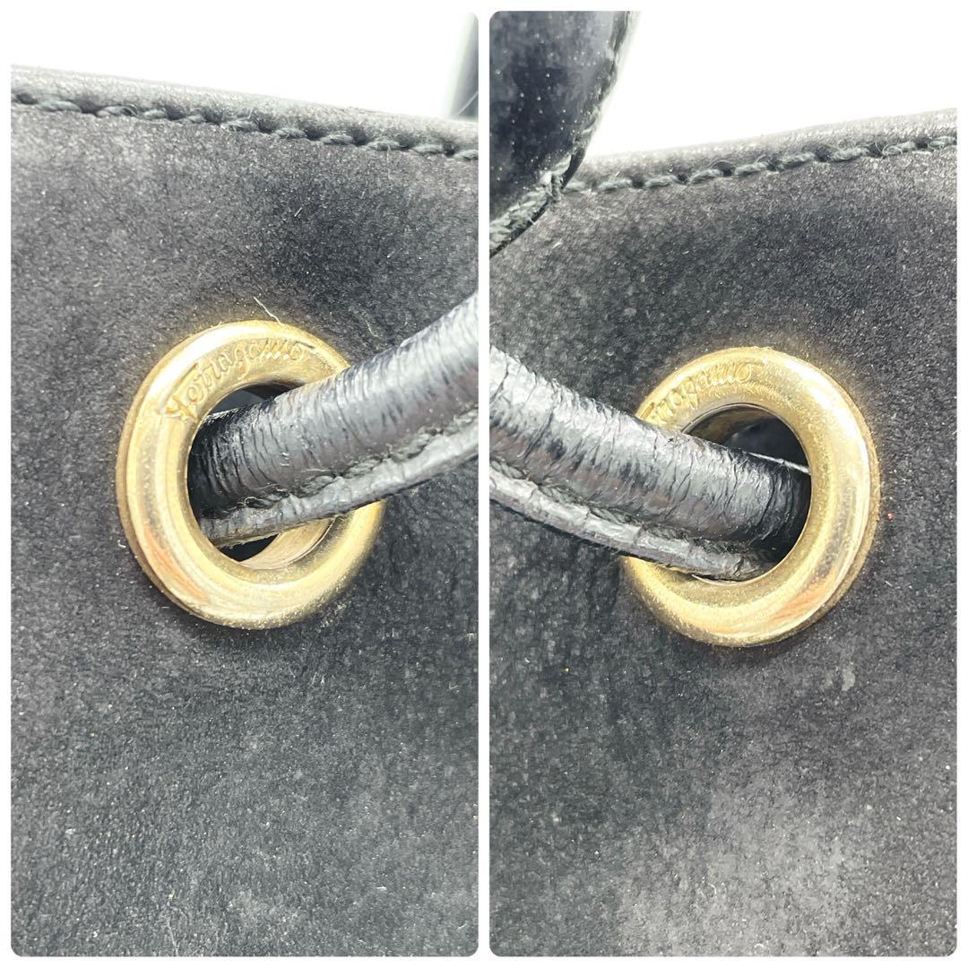 [ прекрасный товар ] Ferragamo vala Mini рюкзак мешочек замша черный 