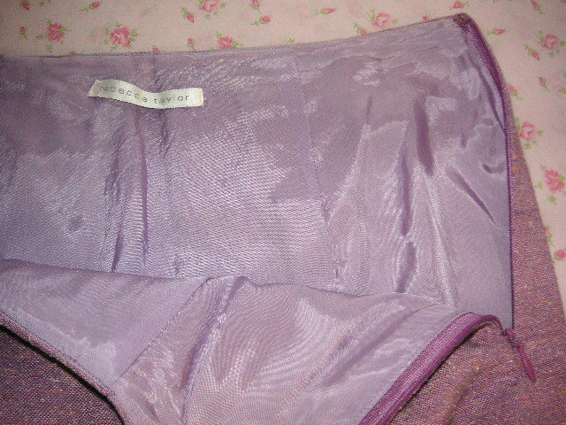 rebecca taylor レベッカテイラー ピンク × パープル ツイード 花柄 レース プリーツ スカート _画像7