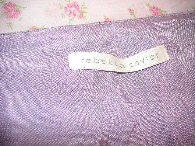 rebecca taylor レベッカテイラー ピンク × パープル ツイード 花柄 レース プリーツ スカート _画像8