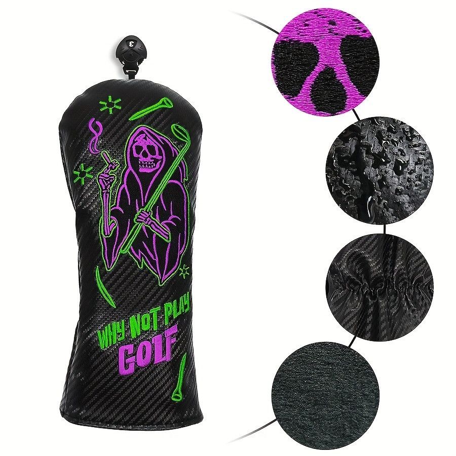 ゴルフ ヘッドカバー ウッド用 1+3+5+UT 4点セット 刺繍　スポーツ ブラック 11xc005 保護カバー_画像3