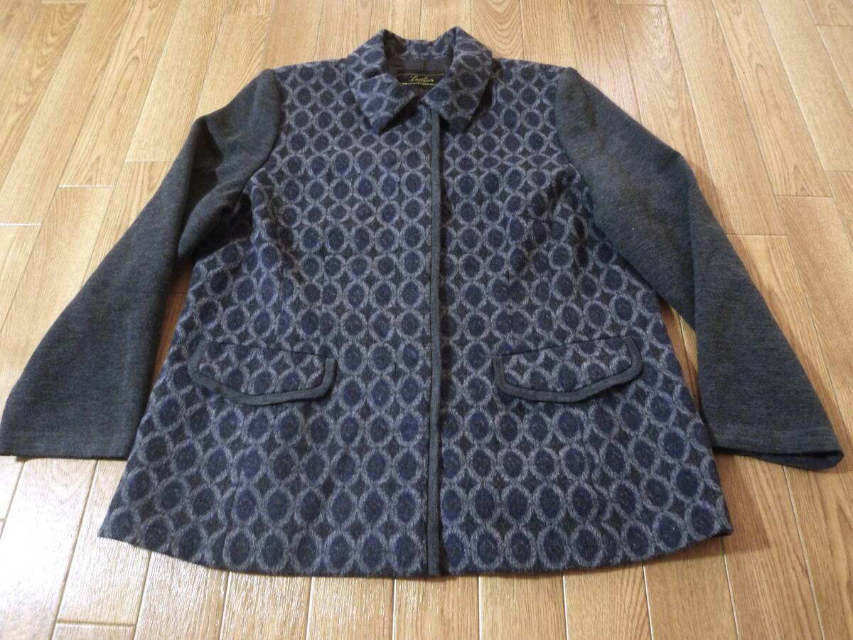 レリアン Leilian LANIFICIO F.LLI☆ウール アンゴラ 切替え ジャケット☆大きいサイズ♪１５_画像3