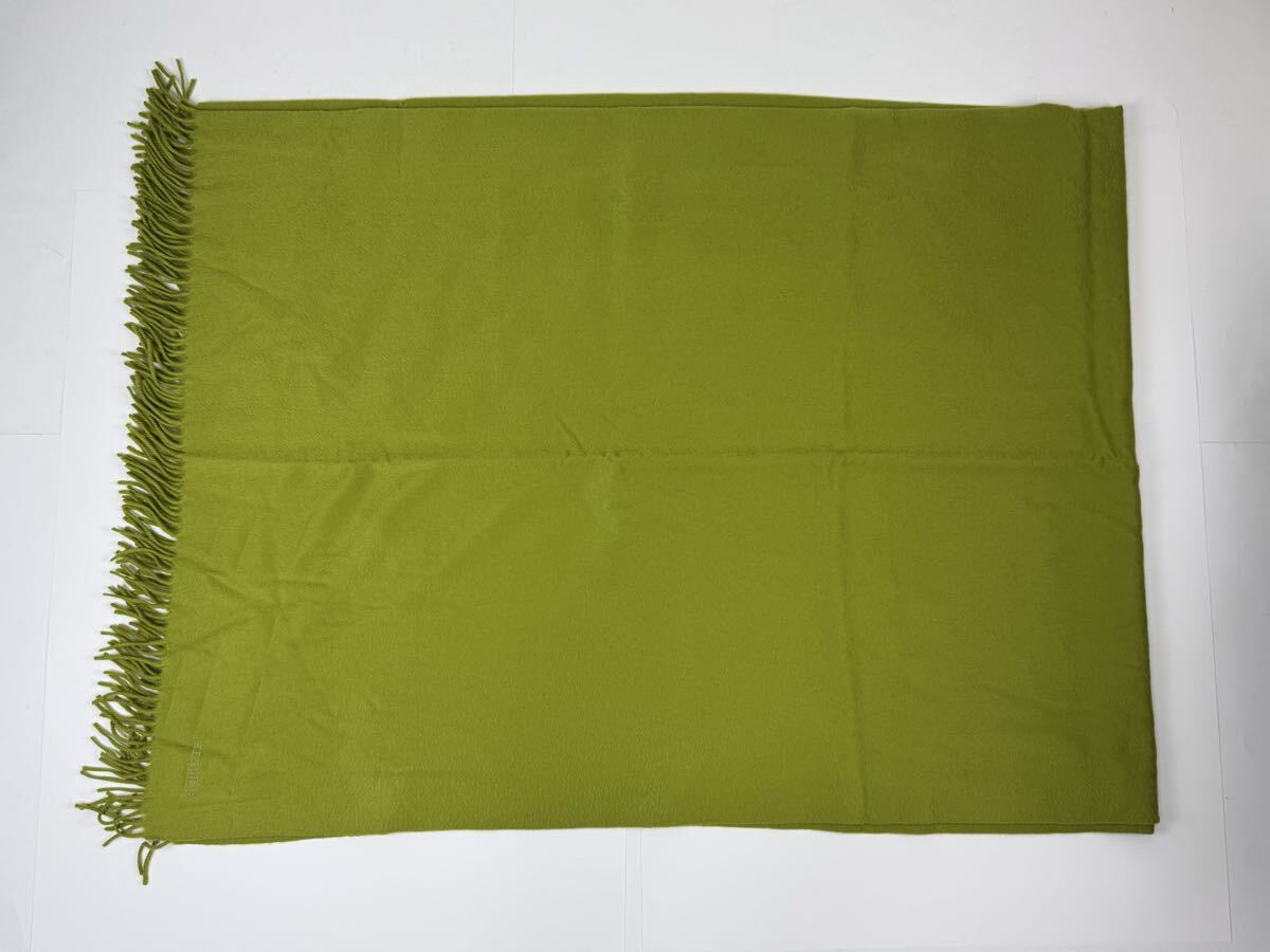 AZ-376 美品 HERMES カシミヤ 超大判 グリーン 緑 ブランケット 毛布 ひざ掛け エルメス ショール ストール 200×150cm _画像6