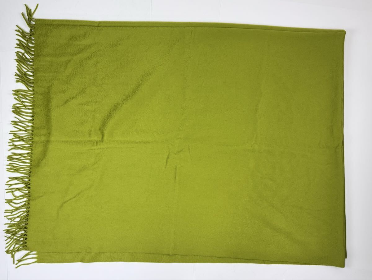 AZ-376 美品 HERMES カシミヤ 超大判 グリーン 緑 ブランケット 毛布 ひざ掛け エルメス ショール ストール 200×150cm _画像8