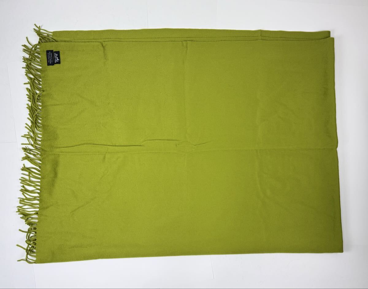 AZ-376 美品 HERMES カシミヤ 超大判 グリーン 緑 ブランケット 毛布 ひざ掛け エルメス ショール ストール 200×150cm _画像7