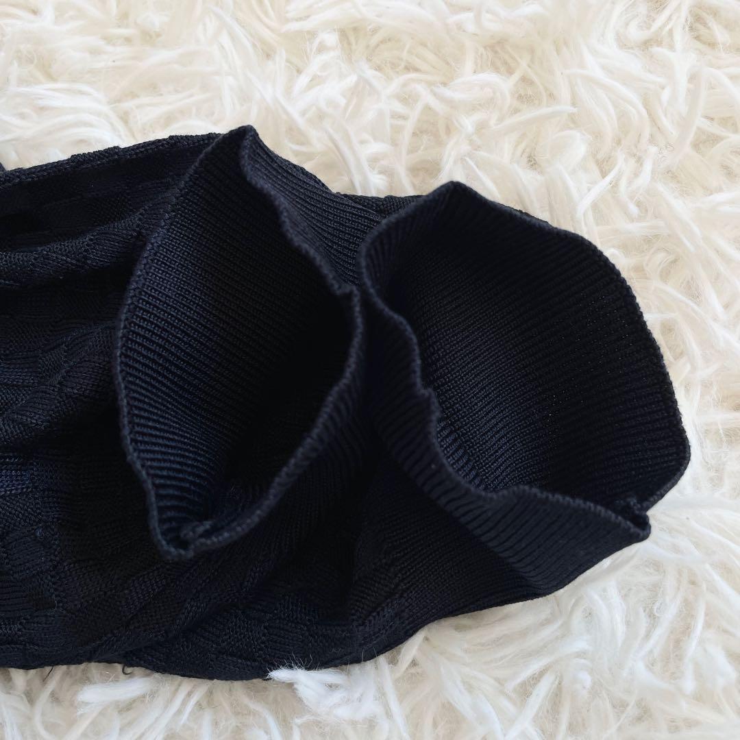 XL相当●LOUIS VUITTON ルイヴィトン 【圧巻のダミエ総柄 シルク100%】 ニット Vネック セーター ダークネイビー 濃紺 メンズ 長袖_画像3