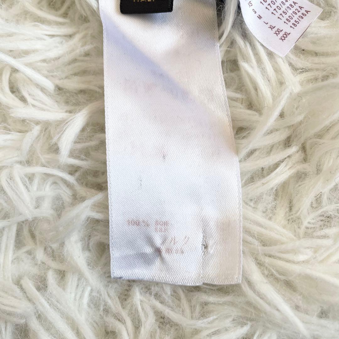 XL相当●LOUIS VUITTON ルイヴィトン 【圧巻のダミエ総柄 シルク100%】 ニット Vネック セーター ダークネイビー 濃紺 メンズ 長袖_画像10