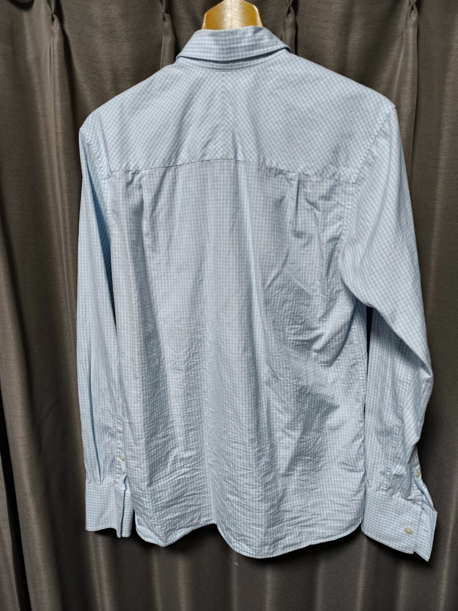 フレッドペリー ギンガムチェック ボタンダウンシャツ 長袖 FRED PERRY 水色 sサイズ_画像2